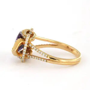 18k gouden ring met amethist en briljant geslepen diamant tot. 0.56ct kaufen? Bieten Sie von 825!