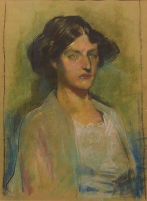 Niet of onleesbaar gesigneerd - Vrouwenportret - Pastelkrijt op papier kopen? Bied vanaf 10!