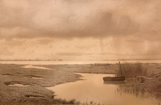 AcheterNiet of onleesbaar gesigneerd - Polderlandschap - lithografie? Enchérissez de 1!