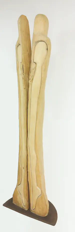 Niet of onleesbaar gesigneerd - Zeer groot houten scultpuur, Twee figuren kopen? Bied vanaf 1!