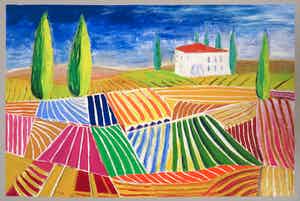 Niet of onleesbaar gesigneerd - Acryl op doek, Landschap (Zeer groot) verkocht voor € 1!