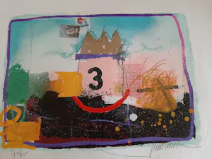 Theo Koster - Zeefdruk en collage, 3 kopen? Bied vanaf 35!