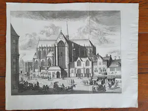 Caspar Commelin - Amsterdam, De Dam - De Niewe Kerk. Commelin 1691 kopen? Bied vanaf 50!