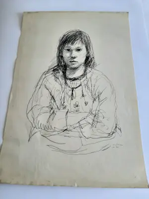 Aat Veldhoen - Rotaprint, Portret van Henny, een buurmeisje kopen? Bied vanaf 20!