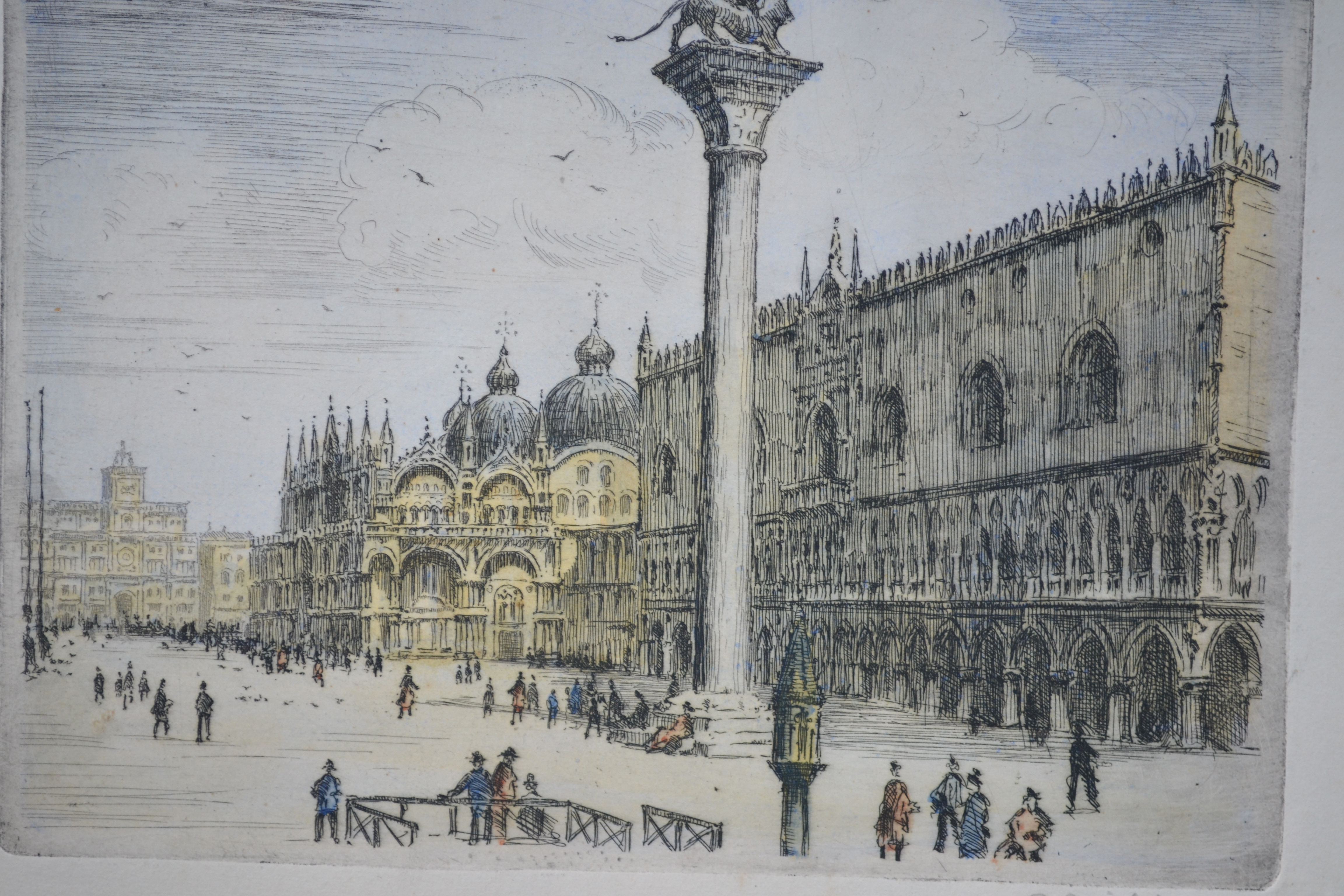 Giovanni Giuliani - 2 etsen - San Marco plein en Rialto brug - handgesigneerd kopen? Bied vanaf 1!