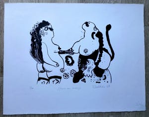 Ed Dukkers - litho: Sfinx en meisje - 1968 kopen? Bied vanaf 40!