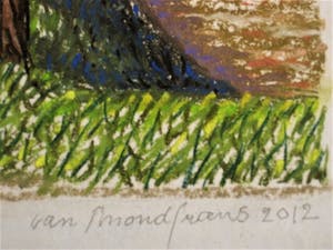 Erna van Mondfrans - Magnifiek pointillistisch Pastel "Zeeuws Vlaanderen oude Binnendijk " kopen? Bied vanaf 10!