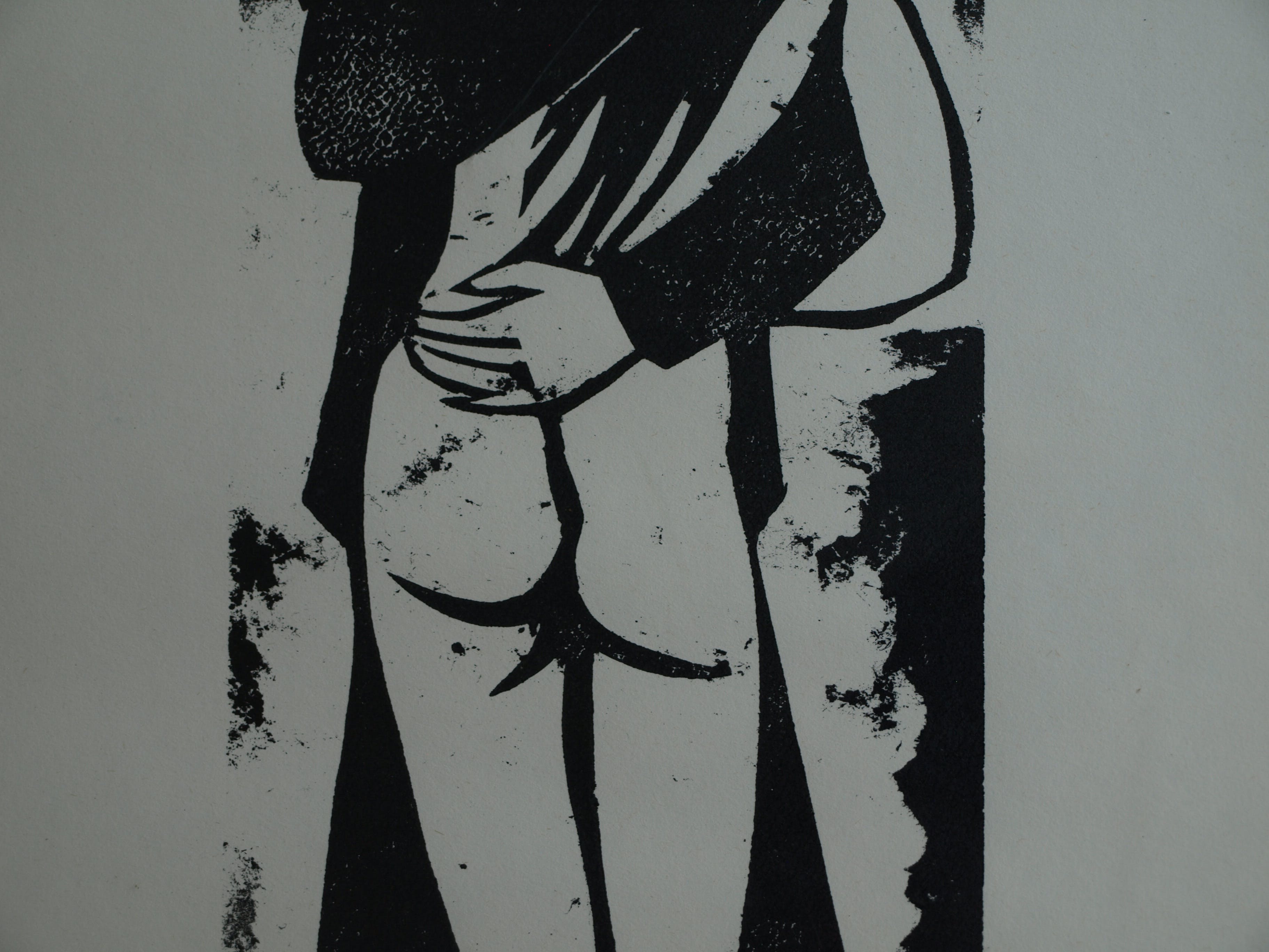 Jozef Bossaert - Kartonsnede , Kussend paar – ingelijst – 1974 kopen? Bied vanaf 15!