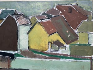 Willem Schouten - gemengde techniek op papier | 'De Maas bij Argenteau' (UNIEK WERK) kopen? Bied vanaf 80!