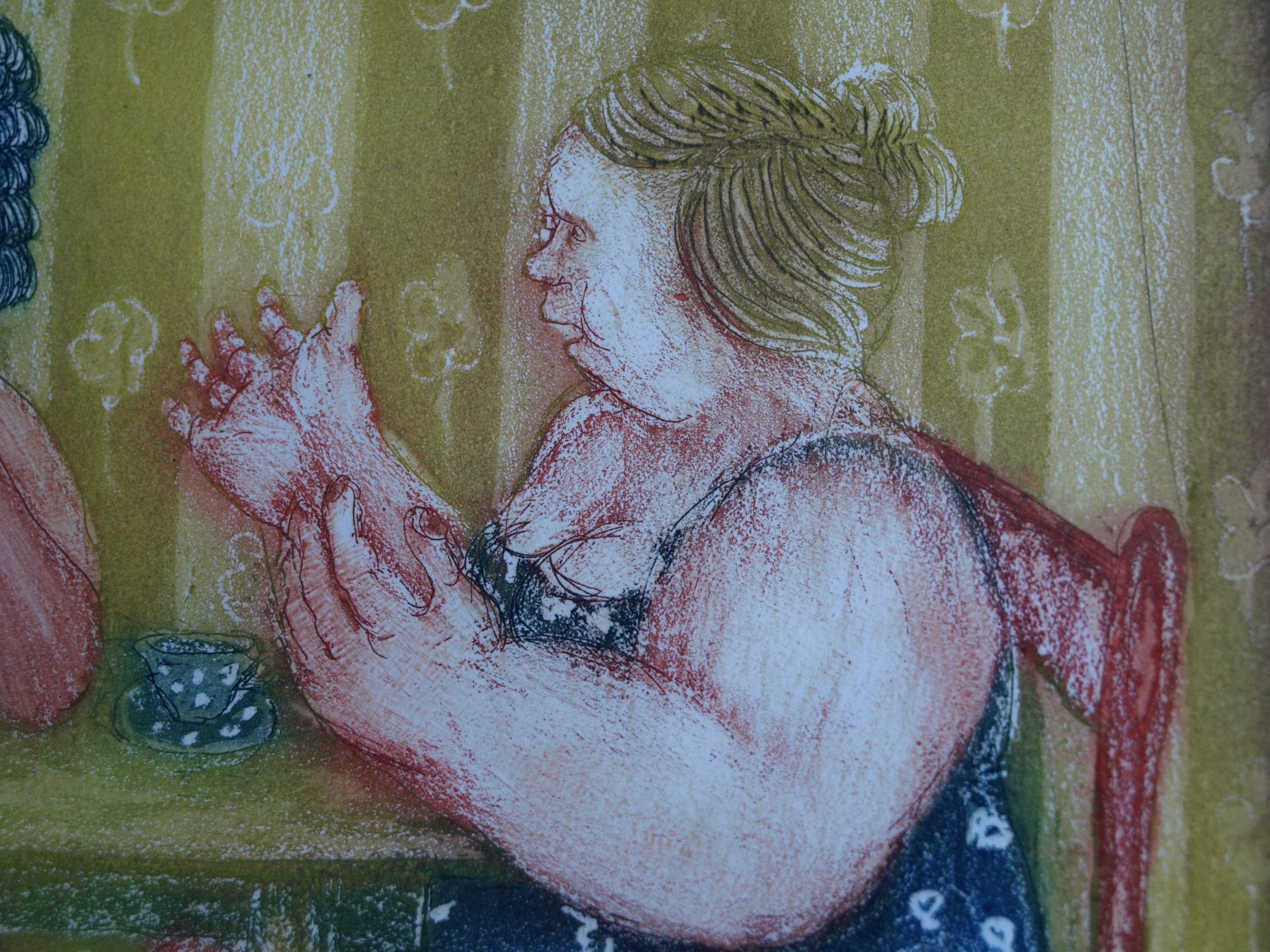 Wim Worm - Ets , Mary II, Aan tafel – gesigneerd en ingelijst – 1971  kopen? Bied vanaf 25!