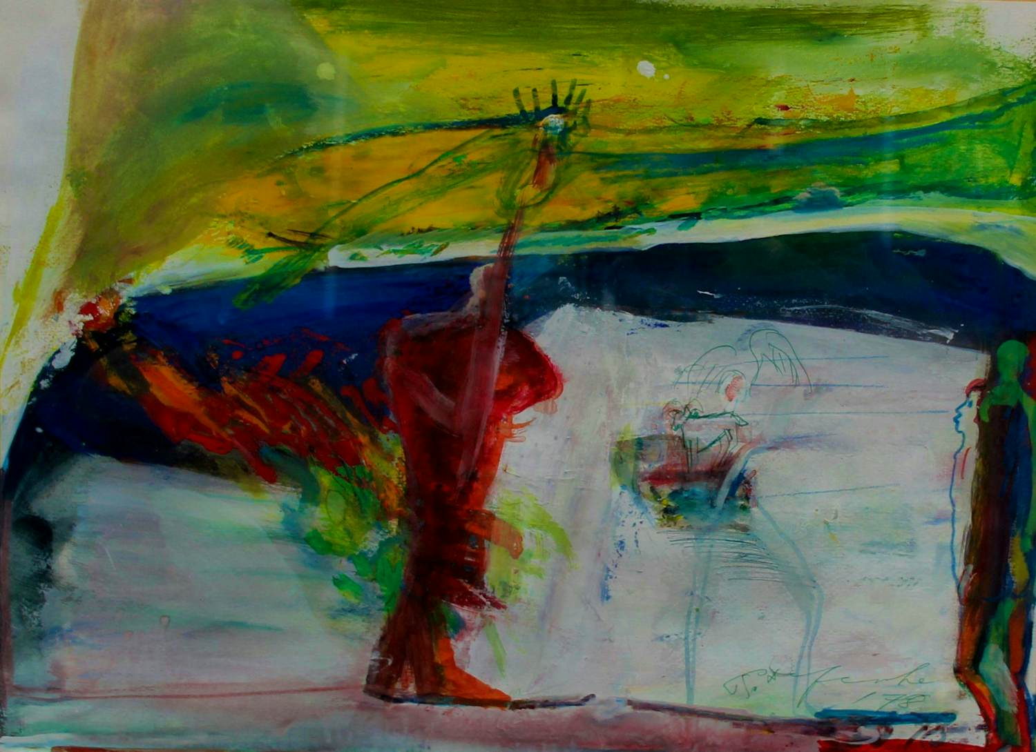 Pieter Defesche - Ingelijste gouache: Confrontatie - 1978 kopen? Bied vanaf 495!