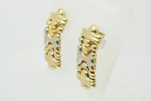 17 - Zo goed als nieuw paar 18krt bicolor gouden -flexibele schakel- oorstekers kopen? Bied vanaf 350!