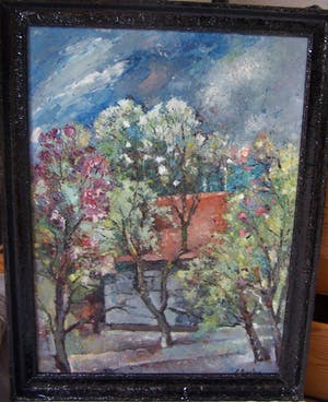 Niet of onleesbaar gesigneerd - Boerderij met bloesembomen. kopen? Bied vanaf 1!