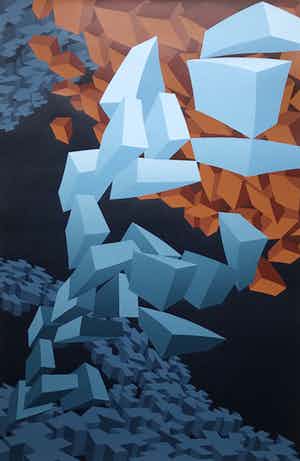 Hans Klaui - Geometrisch abstracte compositie - zeefdruk verkocht voor € 75!