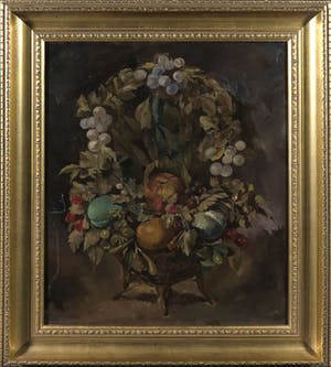 Niet of onleesbaar gesigneerd - Olieverf op doek, Stilleven met fruit en bloemen - Ingelijst kopen? Bied vanaf 10!