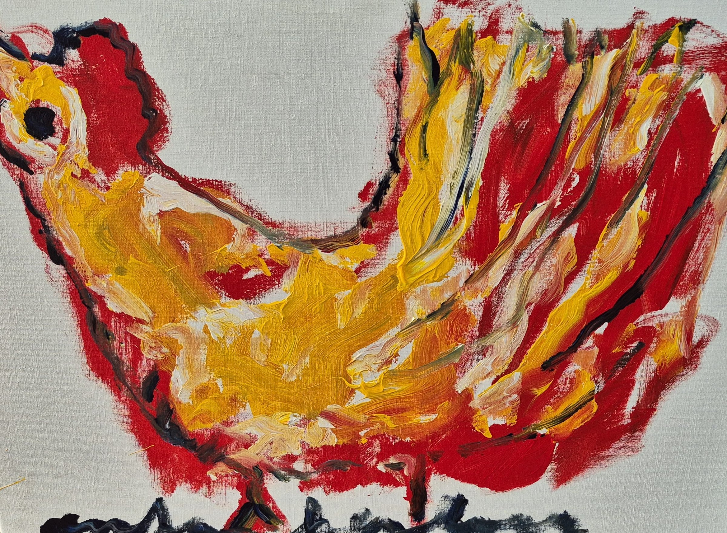 Buy Anton Heyboer - acryl op doek - Kip - gesigneerd m.o.? Bid from 495!