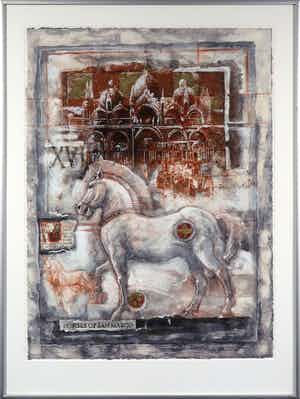 Peter Nixon - Zeefdruk, San Marco horses - Ingelijst verkocht voor € 35!
