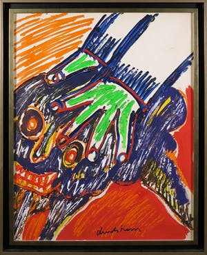 Bengt Lindstrom - Acryl op papier (op doek), Compositie met handen en dier - Ingelijst kopen? Bied vanaf 2000!