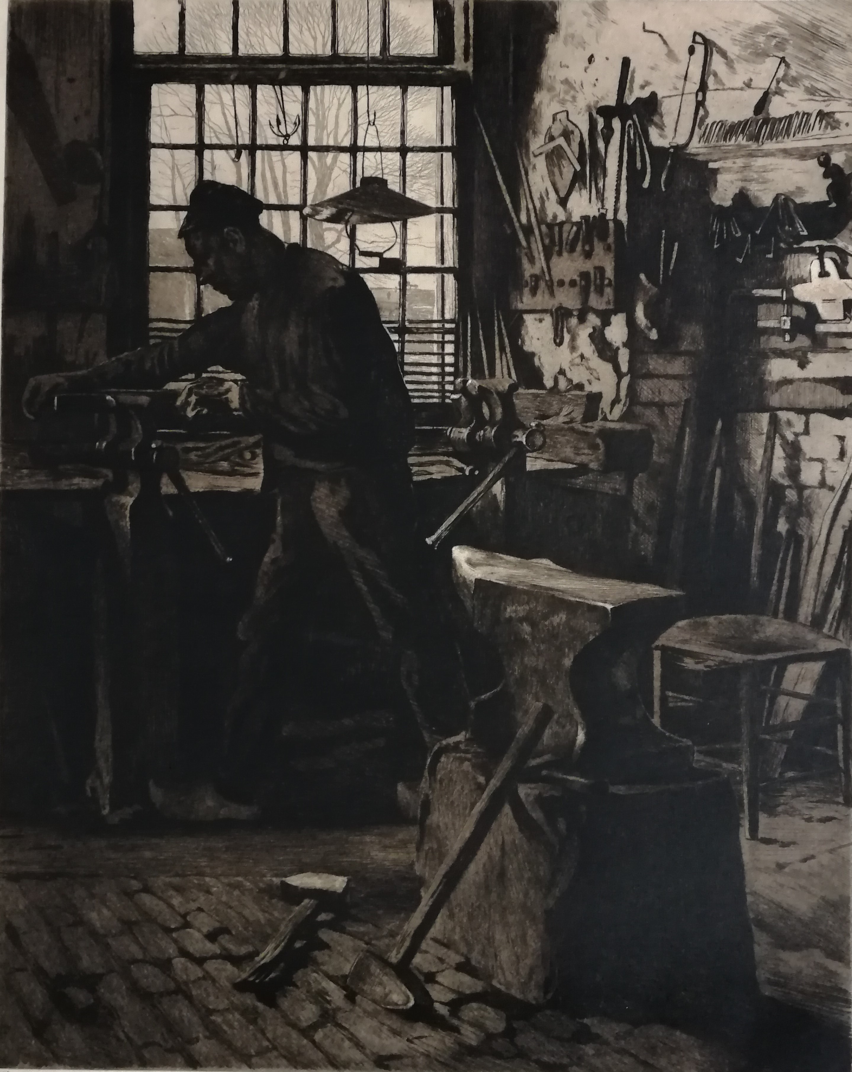 Willem Witsen - Dorpssmid voor het raam (Bram) verkocht voor € 90!