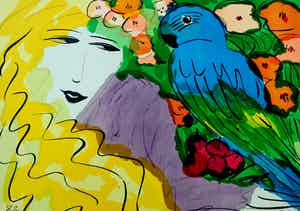 Walasse Ting - Litho: Venus and ara - 1988 verkocht voor € 650!