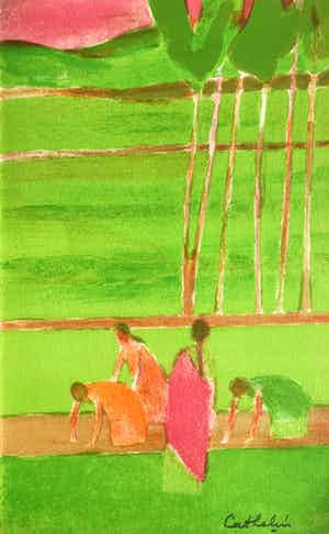 Bernard Cathelin - Mooie kleurrijke litho - 'Risière à Ceylon' - Gesigneerd - 1972 verkocht voor € 85!