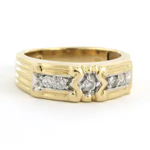 14k bicolour gouden ring bezet met briljant geslepen diamant tot. 0.13ct kopen? Bied vanaf 500!