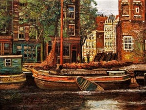 Arend Jan Fels - Klassiek omstreeks 1920 geschilderd "Amsterdam Montelbaanstoren" olieverf kopen? Bied vanaf 10!