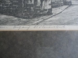 Marius Johannes Janssen - Ets. Nijmegen, Ingang Sint Stevenskerk. Ingelijst kopen? Bied vanaf 35!