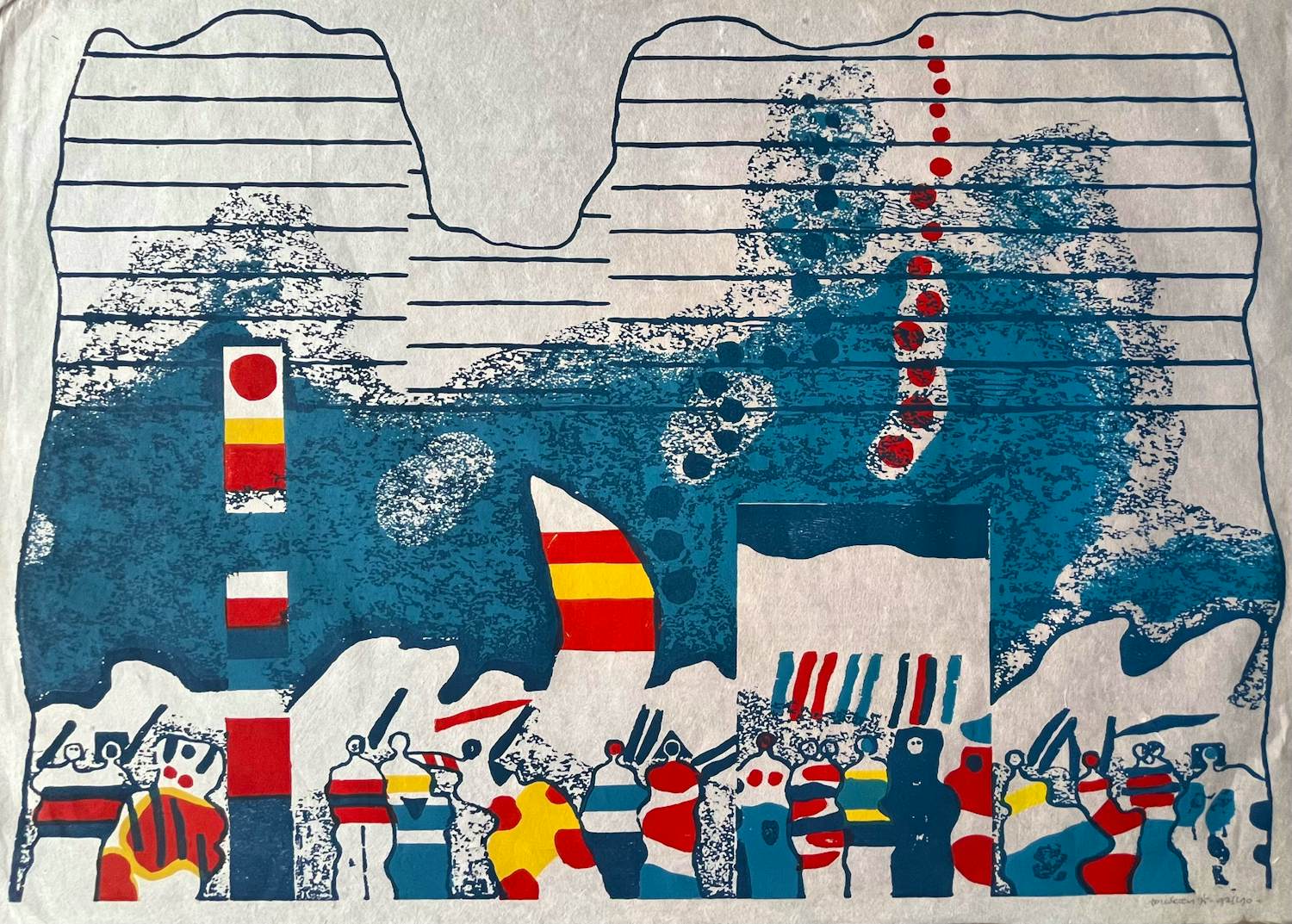 Jef Diederen - Zeldzame Lino-houtsnede op japans papier (groot formaat) - 1975 kopen? Bied vanaf 45!