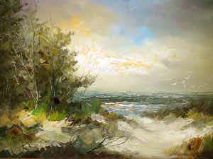Jan Bevort - Zeegezicht nabij Schoorl -olieverf- verkocht voor € 250!