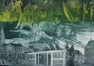 Michael Jepkes - ets/aquatint: stadsgezicht: Breda?? kopen? Bied vanaf 49!