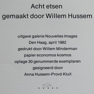 Willem Hussem - Abstracte compositie, droge naald ets - 1982 kopen? Bied vanaf 50!