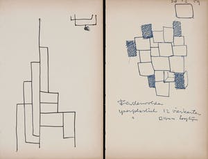 Siep van den Berg - Inkttekening, Twee abstracte composities kopen? Bied vanaf 10!