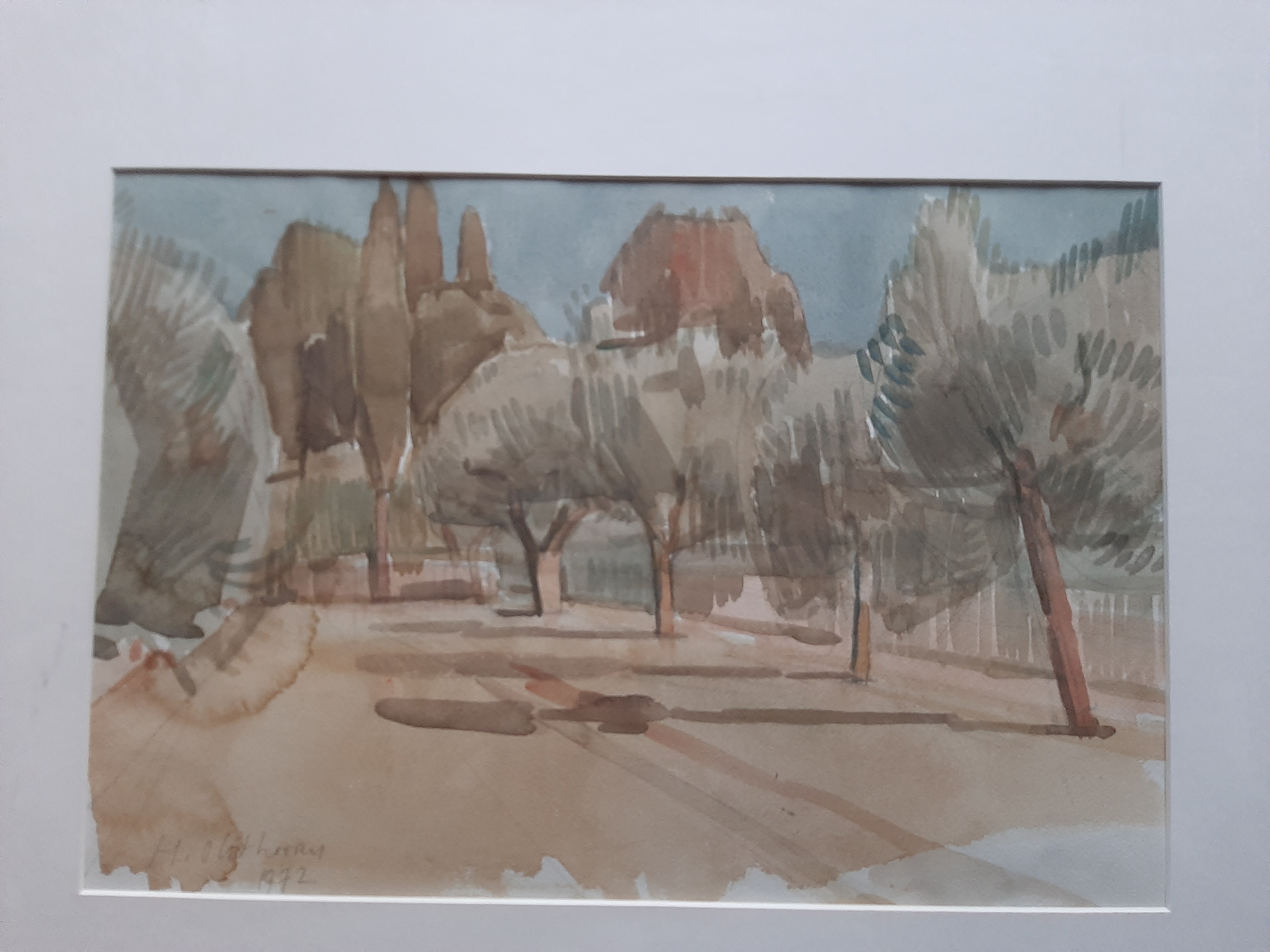 Buy Hans Olsthoorn - Aquarel, Olijfboom en Cypressen.? Bid from 40!
