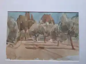 Hans Olsthoorn - Aquarel, Olijfboom en Cypressen. kaufen? Bieten Sie von 40!