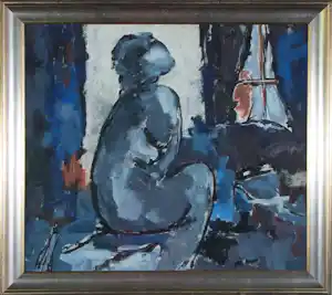 Jelle Hoogstra - Gouache op papier, Vrouw in grijs - Ingelijst verkauft für € 50!