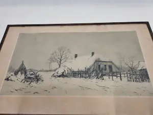 Paul van der Ven - Oud Hollandse boerderij in besneeuwd landschap kopen? Bied vanaf 10!