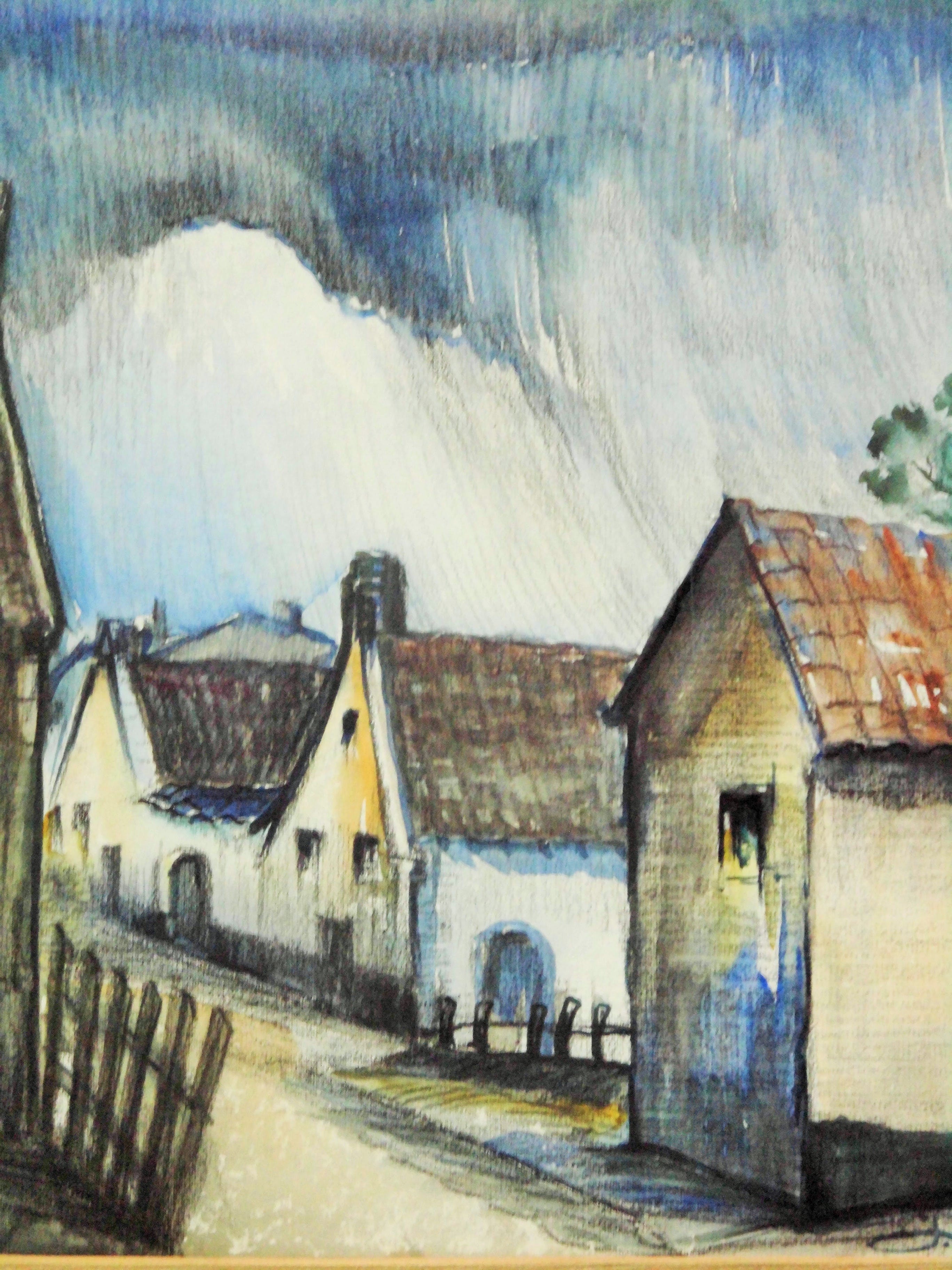 Jacques Mels - Aquarel - Straatje kopen? Bied vanaf 40!