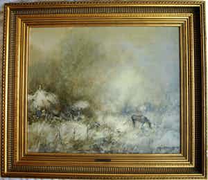 Theodorus van Oorschot - Ingelijst, olieverf op doek , Brabants landschap met paard - ca. 1940-1950 verkocht voor € 100!