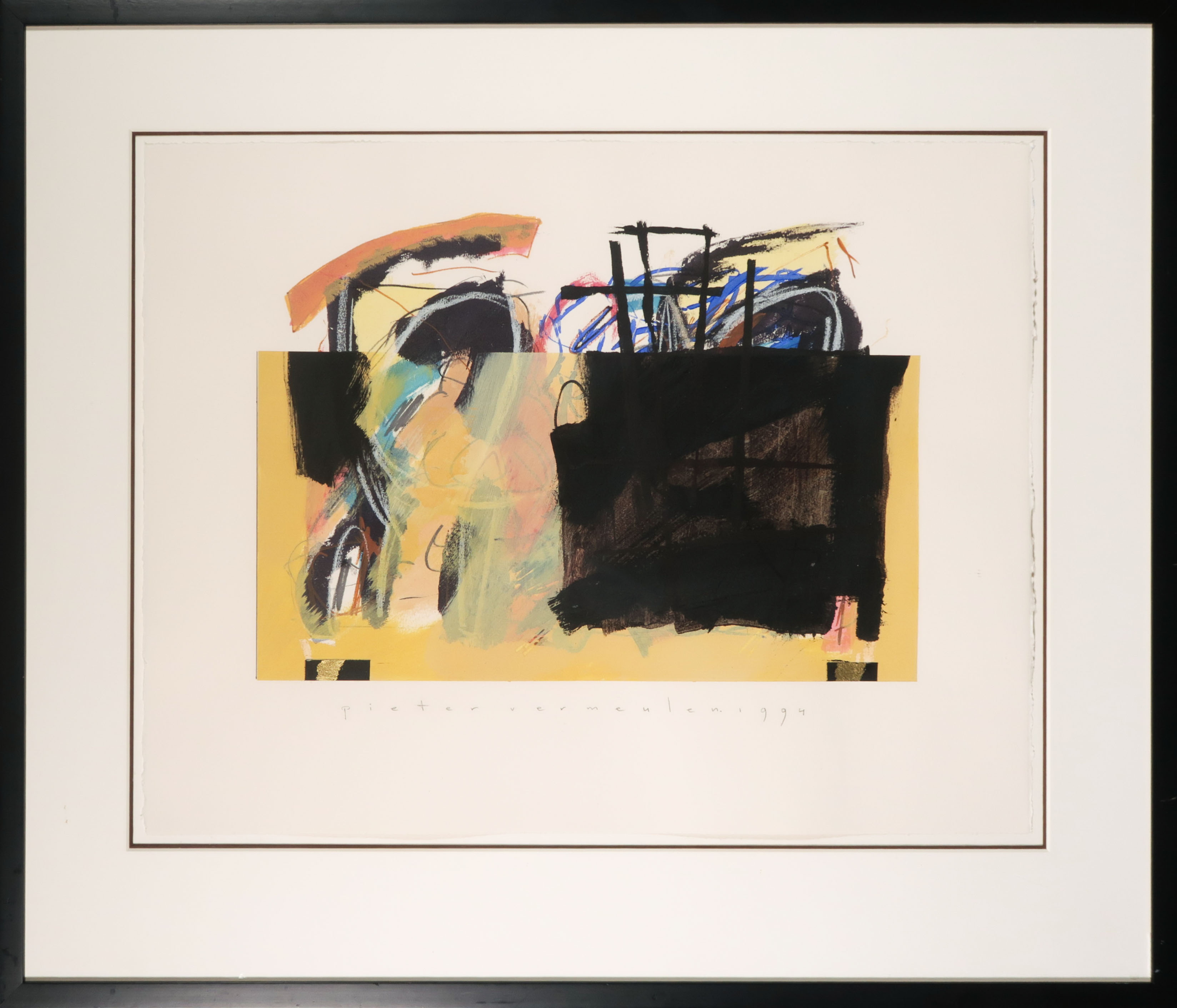 Pieter Vermeulen - Gemengde techniek op papier - Ingelijst kopen? Bied vanaf 1!