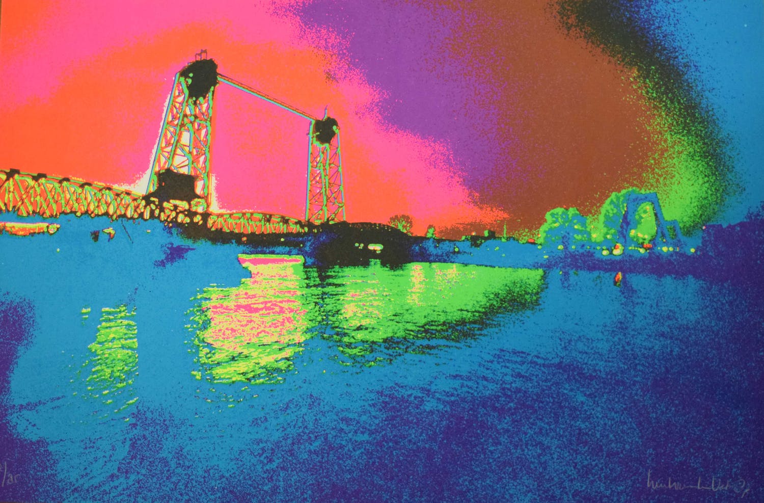 Henk van der Vet De Hefbrug Rotterdam 1987 Verkocht Kunstveiling.nl