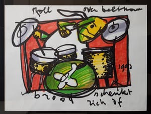 Herman Brood - DRUMMER - viltstift op papier kopen? Bied vanaf 850!