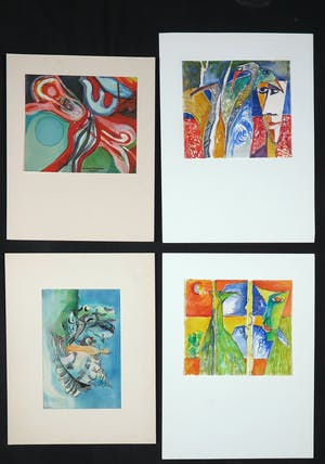 Joe Wols - Lot van vier tekeningen op papier, Figuren & Dieren kopen? Bied vanaf 1!