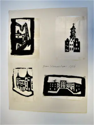 Herman Stammeshaus - VIER (4) unieke Hout/Linosnede's "Amsterdam" - Zeer kleine oplage! kopen? Bied vanaf 43!