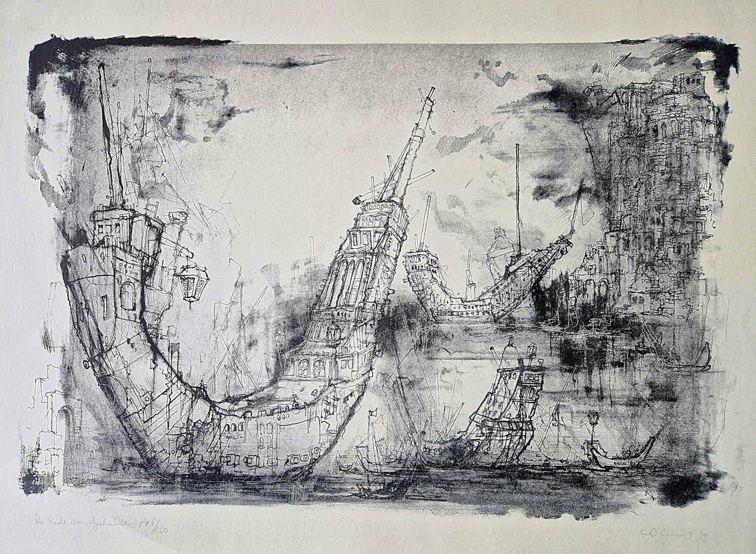Dirkje Kuik - Fraai gedetailleerde Litho "de rede van Gibraltar" 1979 - beperkte oplage kaufen? Bieten Sie von 28!