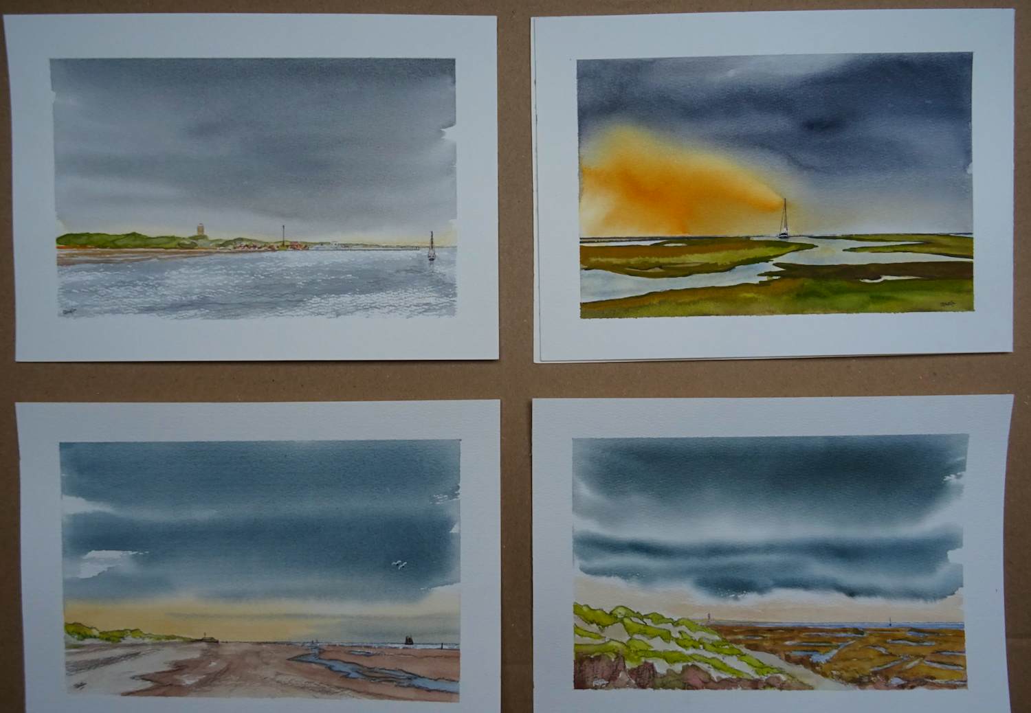 Franklin Meijer - Terschelling - 4 x aquarel studies kopen? Bied vanaf 69!
