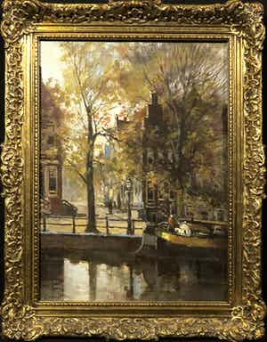 Clemens Wolters - Olieverf op doek, Grachten - Ingelijst verkocht voor € 20!