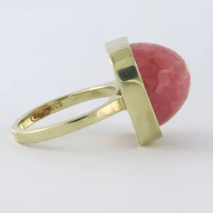 BWG gele ring bezet met roze agaat - ringmaat 17(53) kopen? Bied vanaf 170!