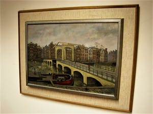 Ronald Terpstra - Sfeervol olieverf "Amsterdam de Magere Brug over de Amstel" gesigneerd kopen? Bied vanaf 60!