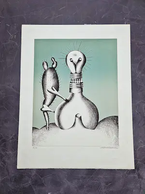 Walter Goossens - in beperkte (70) oplage gemaakte surrealistische kleuren lithografie - gesigd kaufen? Bieten Sie von 36!
